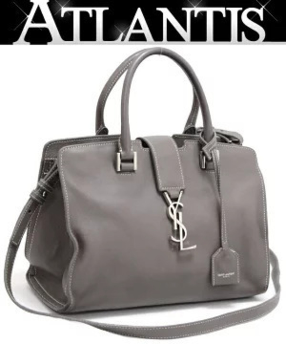 Saint Laurent Paris Baby Cabas Bag Leather Gray